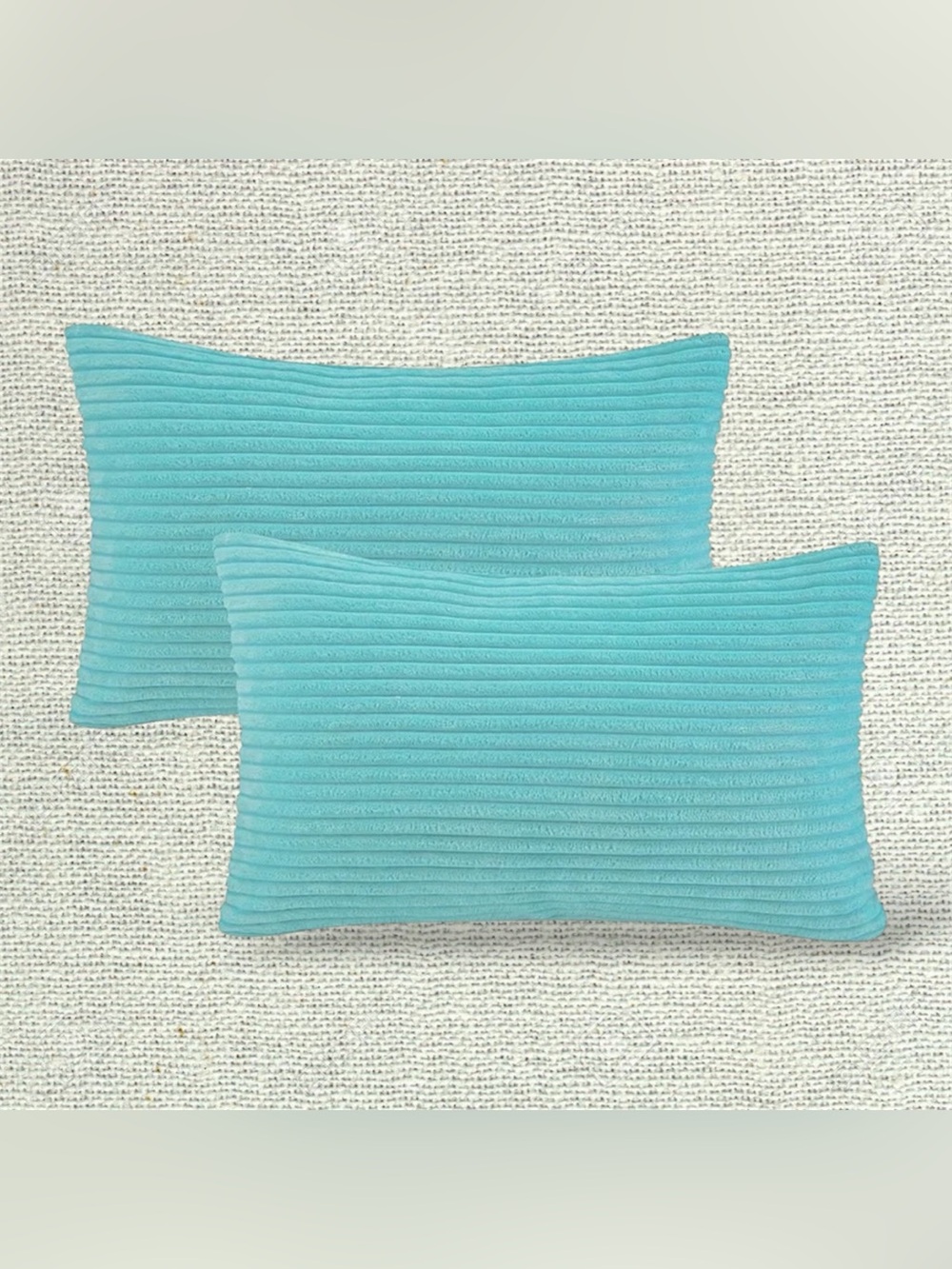 Set of 2 Aqua Plush 12x20 Pillow Covers